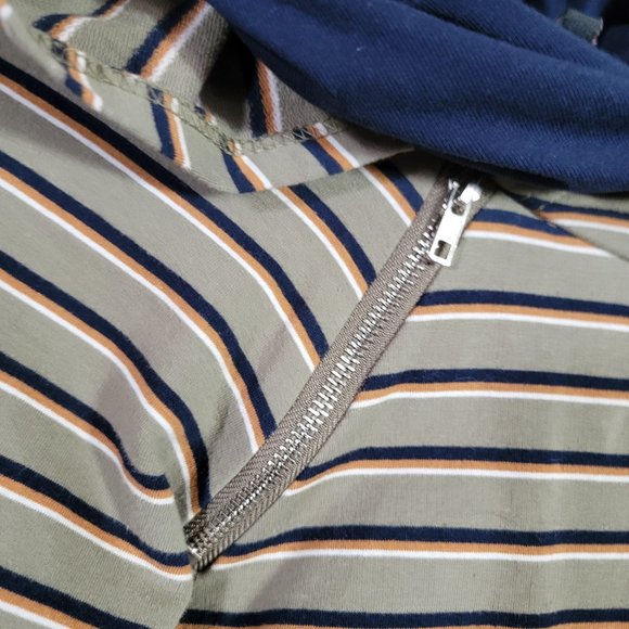 Sweet Claire Long Side Zip Side Pocket Striped Hoodie Size Medium - Picture 2 of 9
